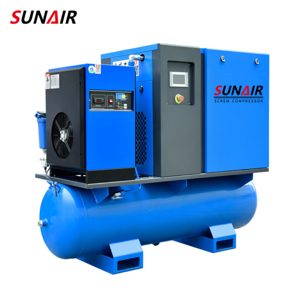 380V 11kw 15hp Energy Saving 4 in 1 Screw Air Compressor with Air Dryer Air Tank