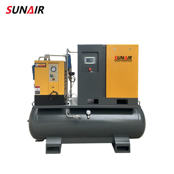7.5kw 10HP 10Bar Energy Saving All-in-One Silent Variable Frequency Screw Air Compressor Air Dryer Tank