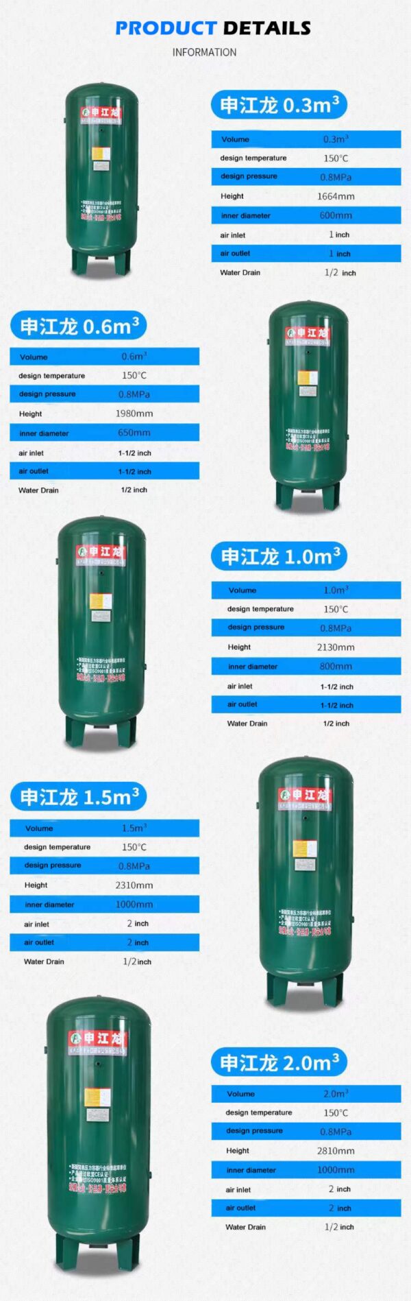 Factory Direct Sale 300Litre 13Bar 16Bar Air Receiver Tank - Image 5